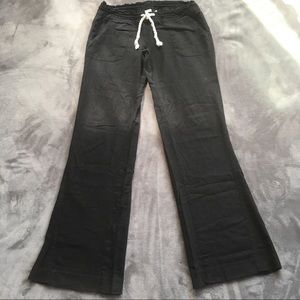 Roxy black linen wide leg pants